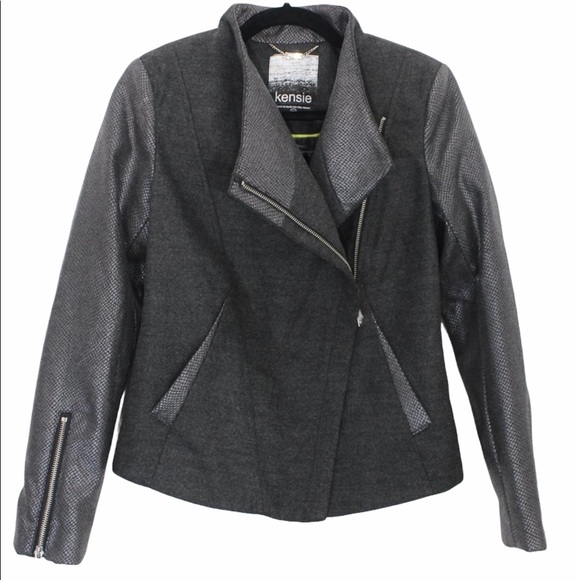 KENSIE NWOT Moto Jacket Snakeskin Print Fall Jacket Fall Coat XS - Picture 3 of 11